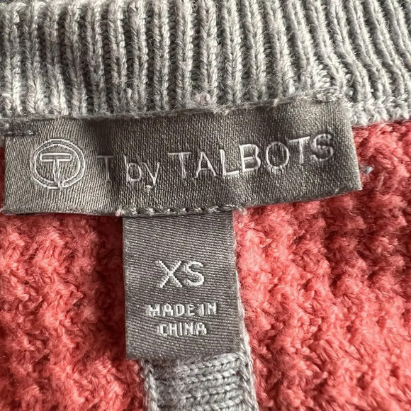 T by Talbots Womens Striped Textured Knitted Sweater Side Zippers Offices XS - Picture 8 of 9